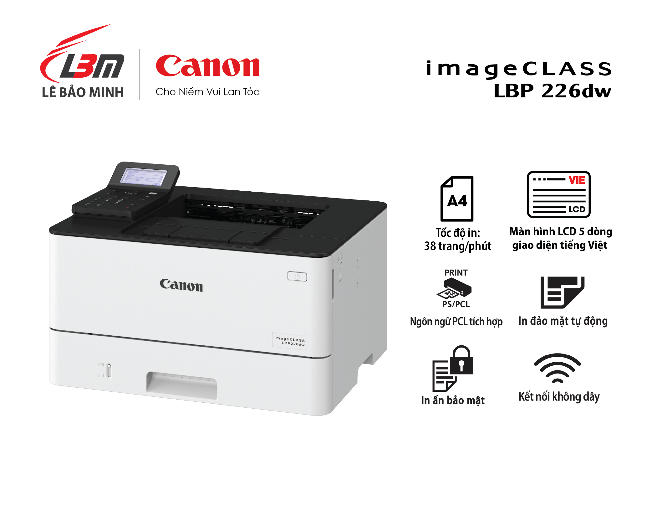 Máy In Laser Đơn Năng Trắng Đen Canon Printer I-Sensys Lbp 226dw