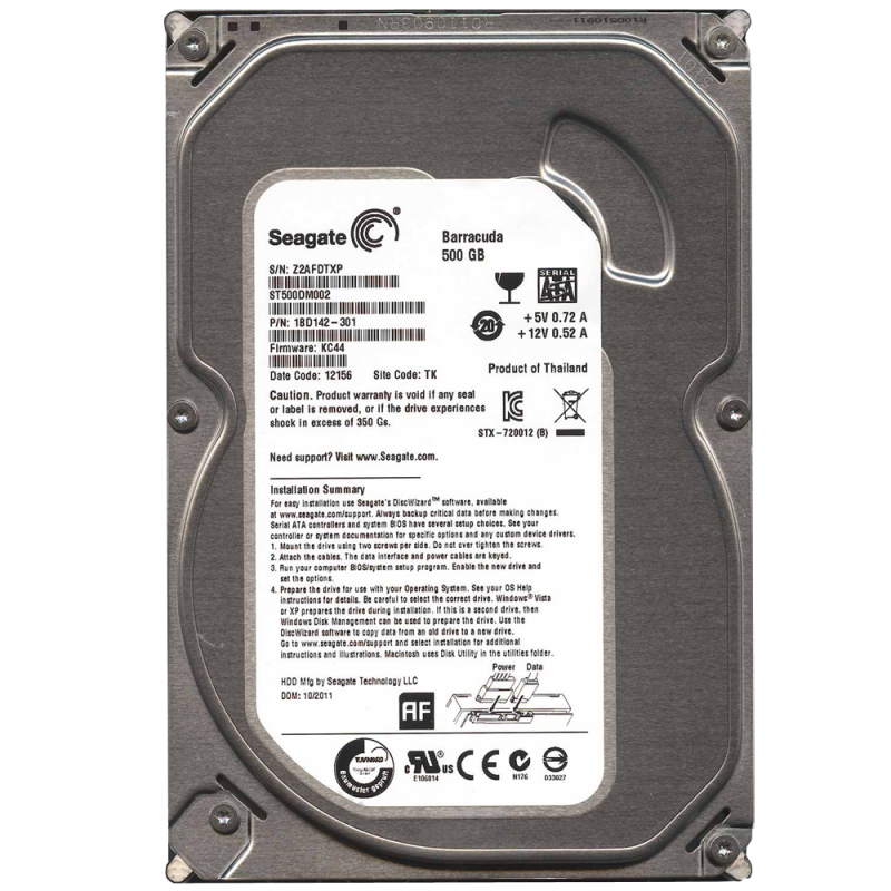 Seagate 500GB Desktop HDD SATA 6Gb/s 16MB Cache 3.5-Inch Internal Bare Drive (ST500DM002)