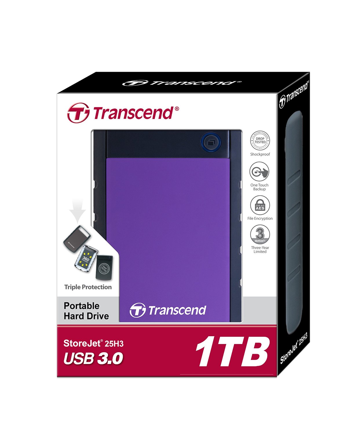 Ổ cứng ngoài Transcend Storejet 1T Portable USB 3.0 Hard Disk (TS1TSJ25H3B)