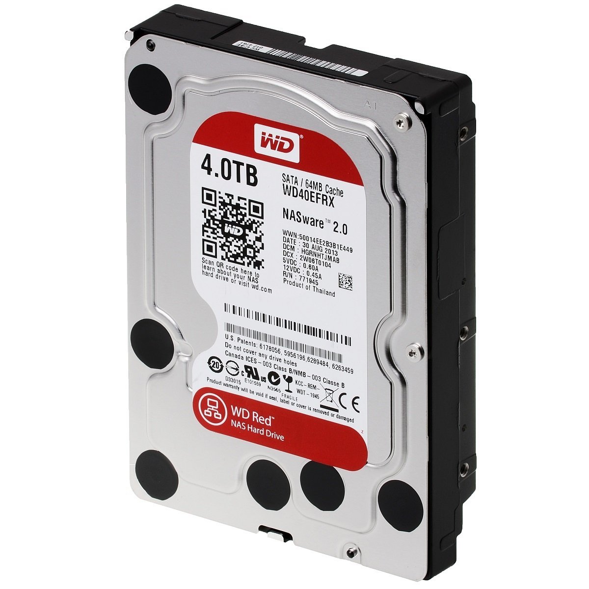 WD Red 4TB NAS Hard Drive: 1 to 8-bay RAID Hard Drive: 3.5-inch SATA 6 Gb/s, IntelliPower, 64MB Cache (WD40EFRX)